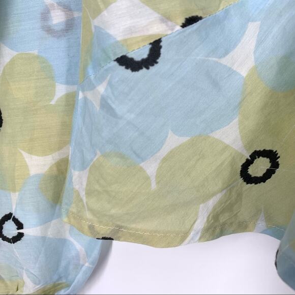 Philippe Adec Paris Small Silk Blouse Floral White Blue Side Zip - Picture 6 of 13